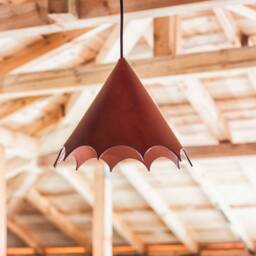 Leather Pendant Light, Dining Room Chandelier Lighting, Shoji Cone Lighting Fixtures, Mid Century Furniture And - thumbnail 2