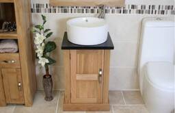Cloakroom Bathroom Vanity Unit Oak Quartz Stone Ceramic Wash Basin 309Bqcbc - thumbnail 1