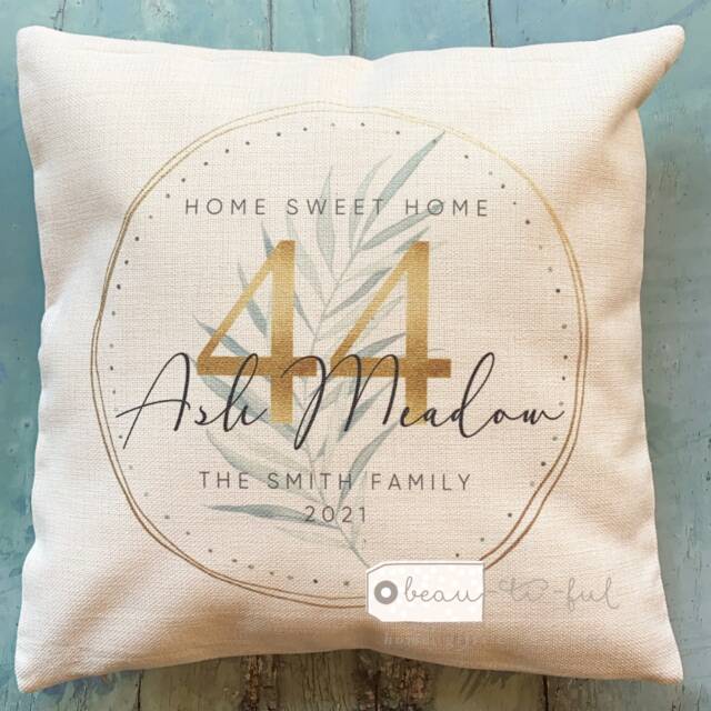 Personalised Home Sweet Botanical Design New Quote Cover Linen Style Decor Cushion