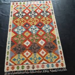 Kilim Rug Tribal, Handmade Artisan Afghan Turkish Aztec Geometric Wool 161x104 cm - thumbnail 1