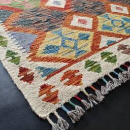 Kilim Rug Tribal, Handmade Artisan Afghan Turkish Aztec Geometric Wool 161x104 cm - thumbnail 2