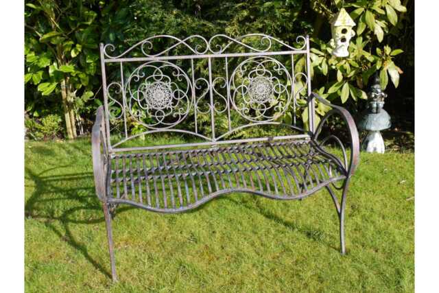 Metal Garden Bench Decorative Patio Ornate Outside Seat Furniture - image 1
