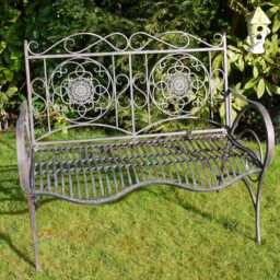 Metal Garden Bench Decorative Patio Ornate Outside Seat Furniture - thumbnail 2