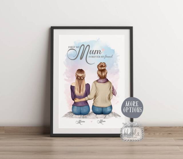 Mother & Daughter Print, Gift For Mum, Mother, Personalised Mothers Day Gift, Mom, Family Print - image 1
