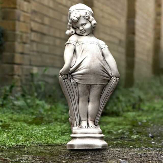 Outdoor Girl Sculpture Concrete Children Figurine Garden Shy Decoration Handmade Ornament Front Door Statue Memorial Decor - image 1
