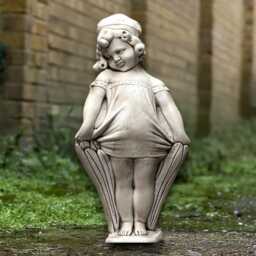 Outdoor Girl Sculpture Concrete Children Figurine Garden Shy Decoration Handmade Ornament Front Door Statue Memorial Decor - thumbnail 3