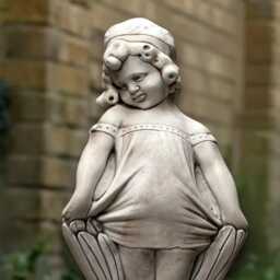 Outdoor Girl Sculpture Concrete Children Figurine Garden Shy Decoration Handmade Ornament Front Door Statue Memorial Decor - thumbnail 2