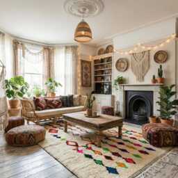 Authentic Moroccan Azilal Rug - Cream Wool, Tribal Symbols, Boho Shag Carpet - thumbnail 3