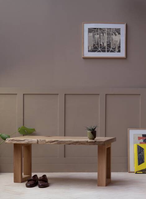 Konk ??? Waney-Sage Bench [Wooden Legs] Bespoke Sizes Available Live Edge Oak Modern Seat, Minimalist Dining, Hallway Seating, Side Table - image 1