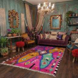 Handmade Colorful Moroccan Rug Berber Wool Area Rug - thumbnail 3