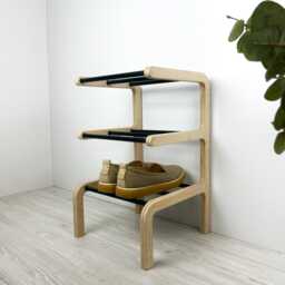 3 Tier Entryway Shoe Rack Modern Wood & Metal Organizer