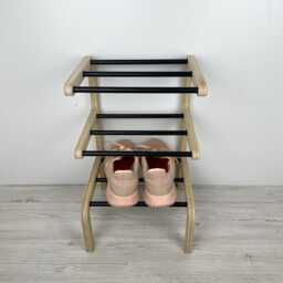 3 Tier Entryway Shoe Rack Modern Wood & Metal Organizer - thumbnail 2