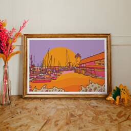 Falmouth Harbour Art Print Cornwall Travel Poster, Bright Decor - thumbnail 1