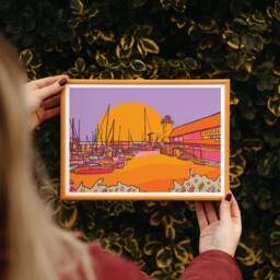 Falmouth Harbour Art Print Cornwall Travel Poster, Bright Decor - thumbnail 2