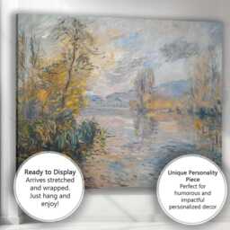 Pastel Impressionist Riverbank Autumn Landscape Canvas Wall Art Print Decor Picture Ready To Hang - thumbnail 3