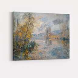 Pastel Impressionist Riverbank Autumn Landscape Canvas Wall Art Print Decor Picture Ready To Hang - thumbnail 4