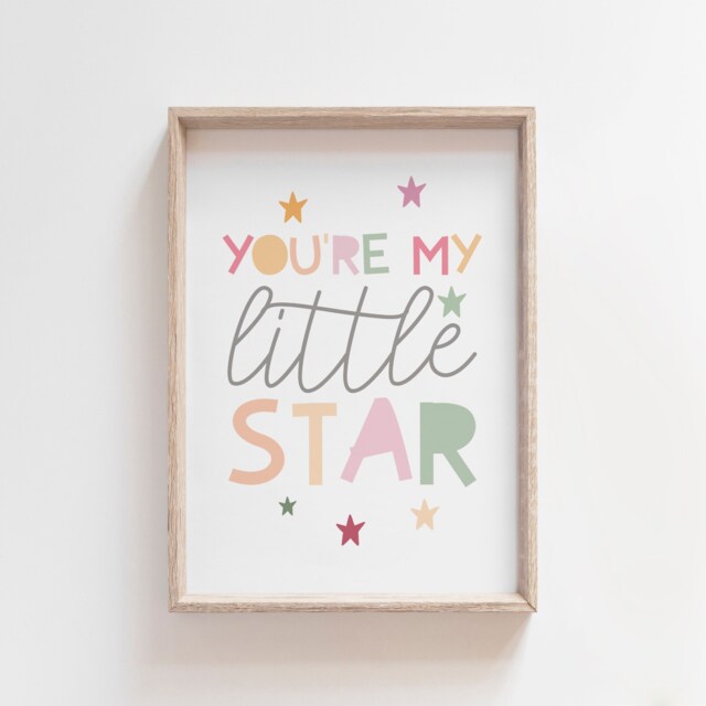 Little Star Print, Girls Nursery Prints, Wall Art, Baby Room, Pastel Colour, Bedroom Decor, Kids Decor - image 1