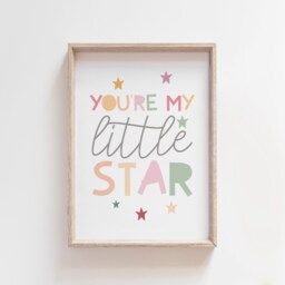 Little Star Print, Girls Nursery Prints, Wall Art, Baby Room, Pastel Colour, Bedroom Decor, Kids Decor - thumbnail 1