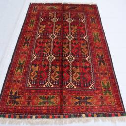 Oriental Afghan Rug, 3'2x5'0 Handmade Organic Merinos Wool Aala Bakhmal Pied Velvet Design Turkmen Area Carpet 3x5 Living Room Rug - thumbnail 2
