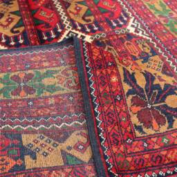 Oriental Afghan Rug, 3'2x5'0 Handmade Organic Merinos Wool Aala Bakhmal Pied Velvet Design Turkmen Area Carpet 3x5 Living Room Rug - thumbnail 4