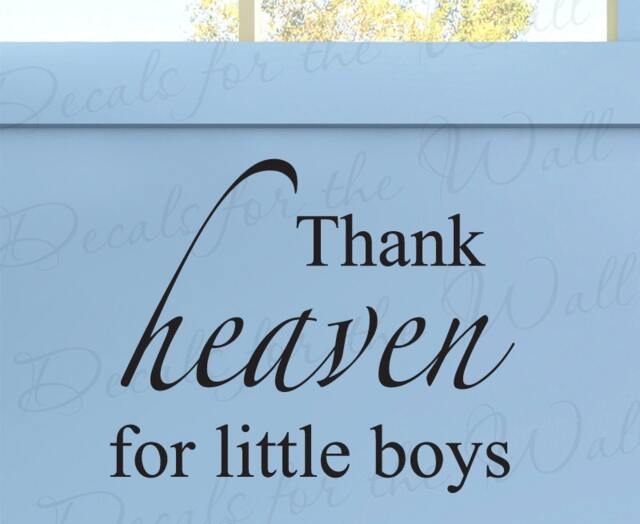 Thanks Heaven For Little Boys Boy Room Kid Baby Nursery Large Wall Decal Art Letters Vinyl Lettering Quote Sticker Decoration Decor K74 - image 1