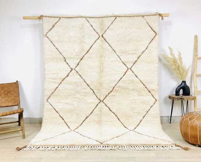 Hand Tufted Ivory Moroccan Berber Rug, White Wool Shag Boho Nursery Authentic Beni Ourain Carpet, Large 9x12 Area Rug - image 1