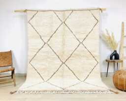 Hand Tufted Ivory Moroccan Berber Rug, White Wool Shag Boho Nursery Authentic Beni Ourain Carpet, Large 9x12 Area Rug - thumbnail 1