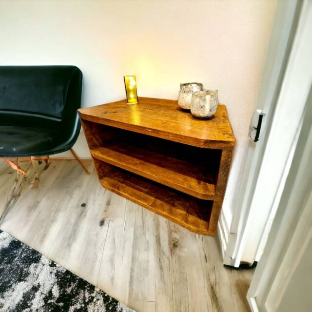 Rustic Reclaimed Wood Corner Tv Stand Open Shelf Media Center - image 1