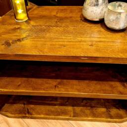 Rustic Reclaimed Wood Corner Tv Stand Open Shelf Media Center - thumbnail 3