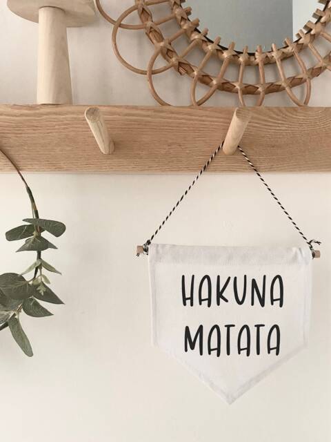 Hakuna Matata Pennant Flag Wall Hanging Banner I Boho Canvas Sign Safari Nursery Decor - Lion Room - image 1