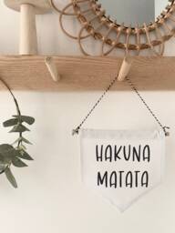 Hakuna Matata Pennant Flag Wall Hanging Banner I Boho Canvas Sign Safari Nursery Decor - Lion Room - thumbnail 1