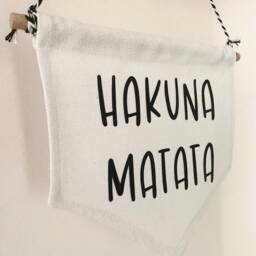 Hakuna Matata Pennant Flag Wall Hanging Banner I Boho Canvas Sign Safari Nursery Decor - Lion Room - thumbnail 3