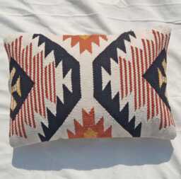 Handwoven Southwestern Pillow Cover Turkish Kilim Lumbar Cushion - 14x20 - thumbnail 1