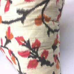 Red Floral Print Cotton Pillow Hand Loomed Home Decor - 12x16 - thumbnail 4
