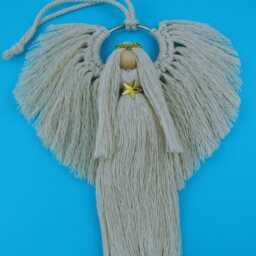 Handmade Macrame Guardian Angel Holiday Doll Wall Car Decoration Ornament Treasuresbytiziana Fairy Wings Decor - thumbnail 2
