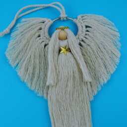 Handmade Macrame Guardian Angel Holiday Doll Wall Car Decoration Ornament Treasuresbytiziana Fairy Wings Decor - thumbnail 3