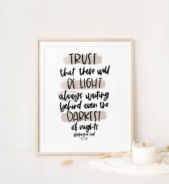 Enneagram 6 Sleeping At Last Lyrics Print - Gift Six Minimal Wall Art Office Decor Encouraging Gifts - image 1