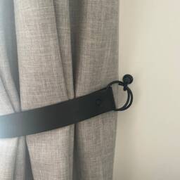 Black Leather Curtain Tie Back Wide Thick O-Ring 1.5 Inch Wide - Single - thumbnail 2