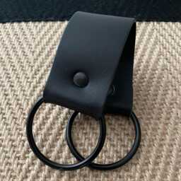 Black Leather Curtain Tie Back Wide Thick O-Ring 1.5 Inch Wide - Single - thumbnail 3