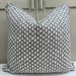 Fermoie Wicker Luxury Designer Decorative Grey Beige Linen Cushion Pillow Throw Cover - thumbnail 3
