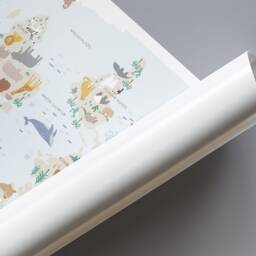 Animal Map Of The World - Children's Child's Gift Kids Bedroom Art Safari Nursery Art Playroom - thumbnail 2