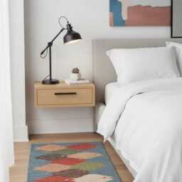 Handwoven Wool Kilim Runner, Scandinavian Geometric Fish Design - thumbnail 3