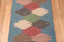 Handwoven Wool Kilim Runner, Scandinavian Geometric Fish Design - thumbnail 1