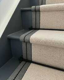 Stitched Taped Edge Stair Runner Beige