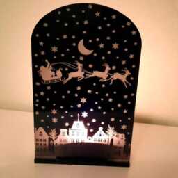 Santa's Sleigh /Reindeer Sleigh - Mirror Perspex Tea Light Candle Holder Xmas Decoration - thumbnail 2