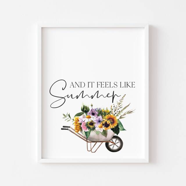 Sunflower Wheelbarrow Watercolour Print Summer Wall Art - Unframed - image 1
