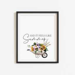 Sunflower Wheelbarrow Watercolour Print Summer Wall Art - Unframed - thumbnail 3