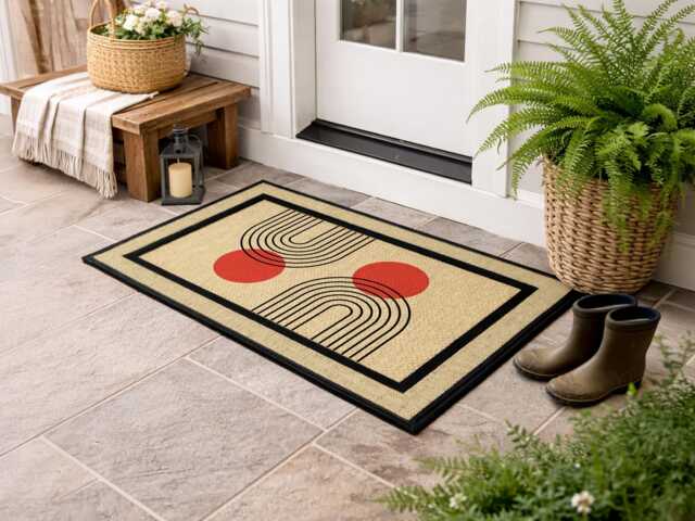 Mid-Century Modern Doormat, Colorful All-Weather Washable Rug - image 1