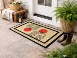 Mid-Century Modern Doormat, Colorful All-Weather Washable Rug - thumbnail 1