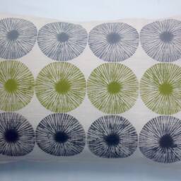 Hand Printed Geometric Cushion Cover Scandi Circles, Teal, Grey, Green - 40x60cm - thumbnail 3